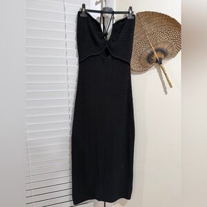 Reformation Black Knit Midi Dress